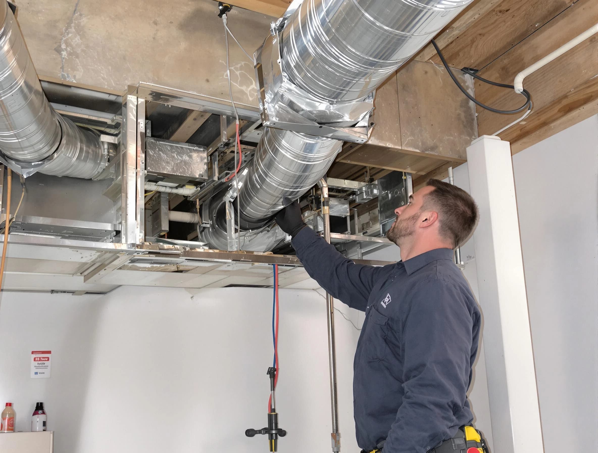 New Kensington Air Duct Cleaning technician performing professional air duct repair using specialized tools in New Kensington