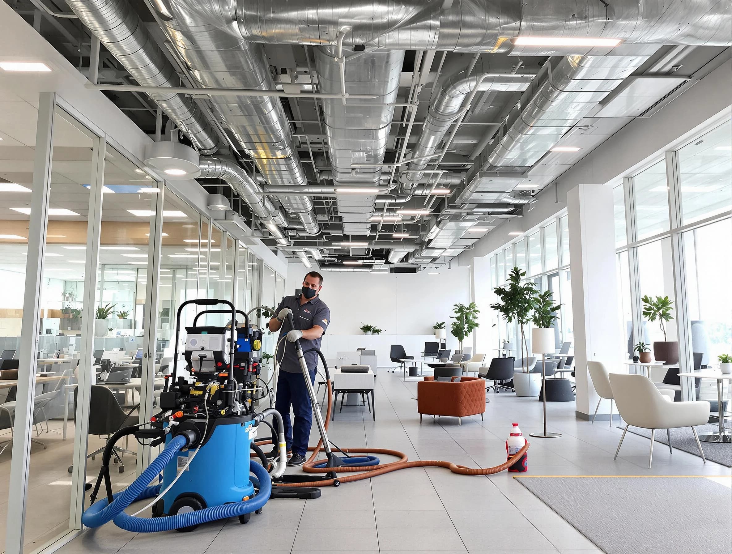 New Kensington Air Duct Cleaning team conducting comprehensive commercial duct cleaning at a business location in New Kensington