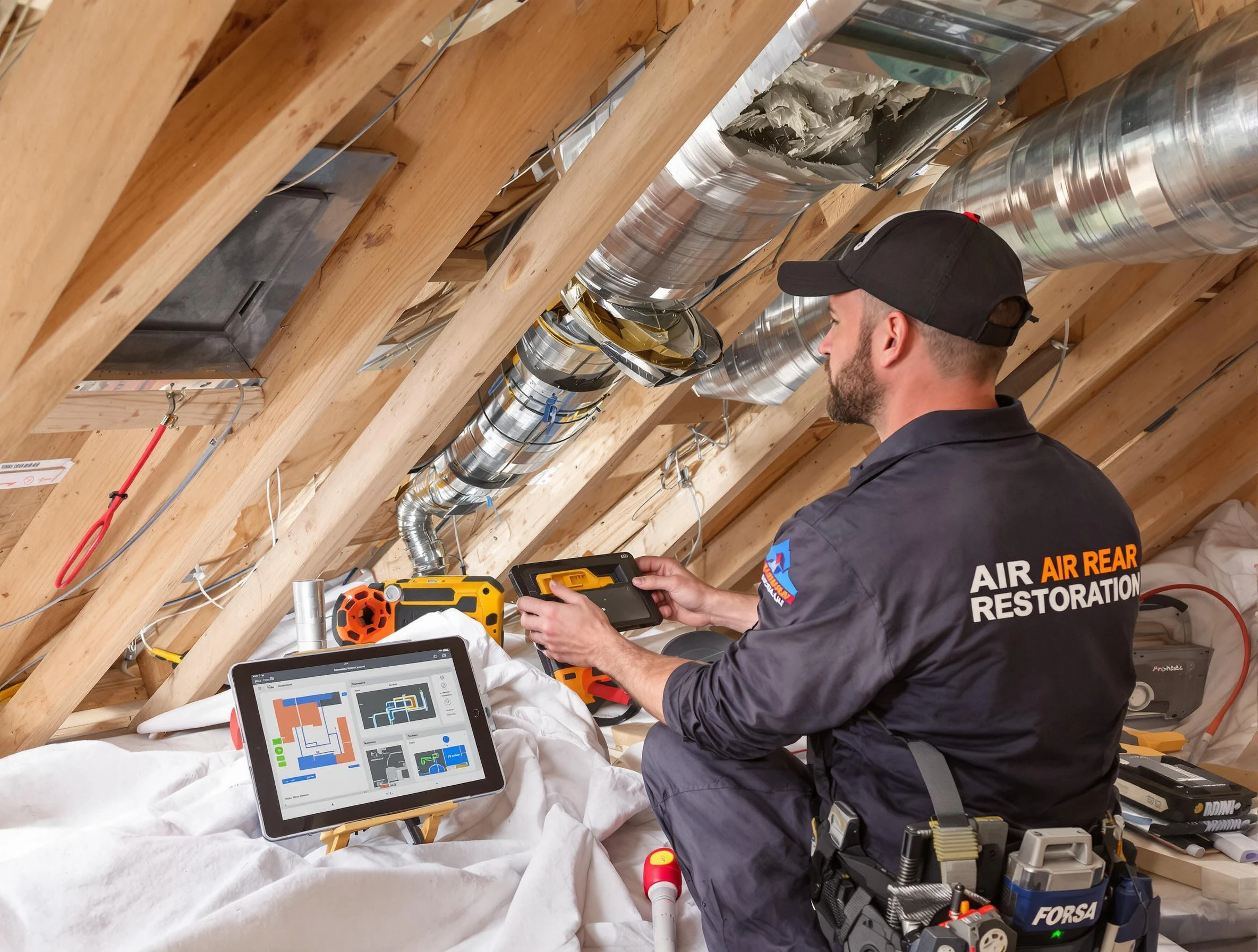New Kensington Air Duct Cleaning technician performing precise duct repair work in New Kensington
